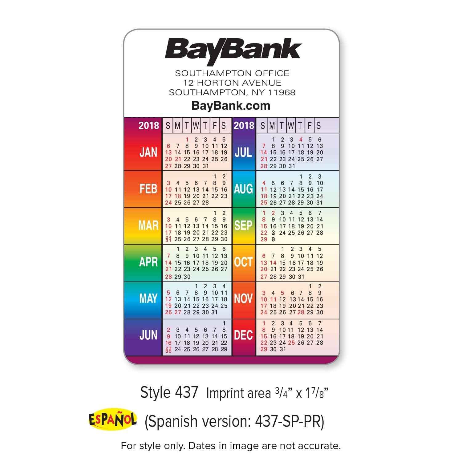Enduraline FullColor Calendar Wallet Cards