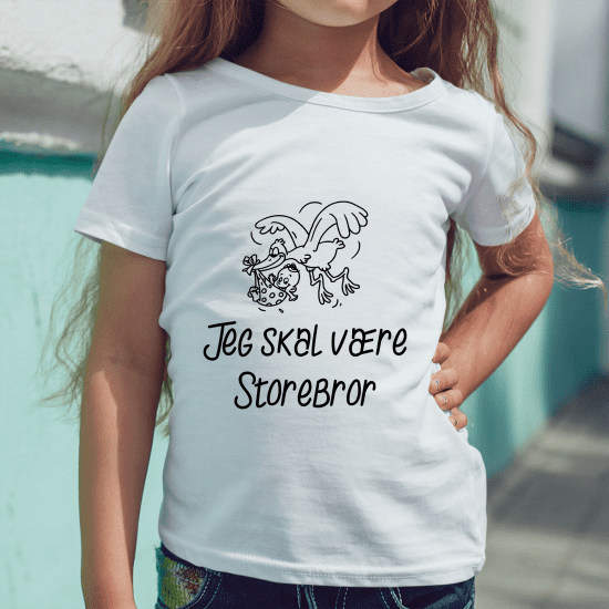 strygestof af høj kvalitet, Jeg skal være storesøster/storebror - Strygemærke med stork Jeg skal være storesøster/storebror - Strygemærke med stork