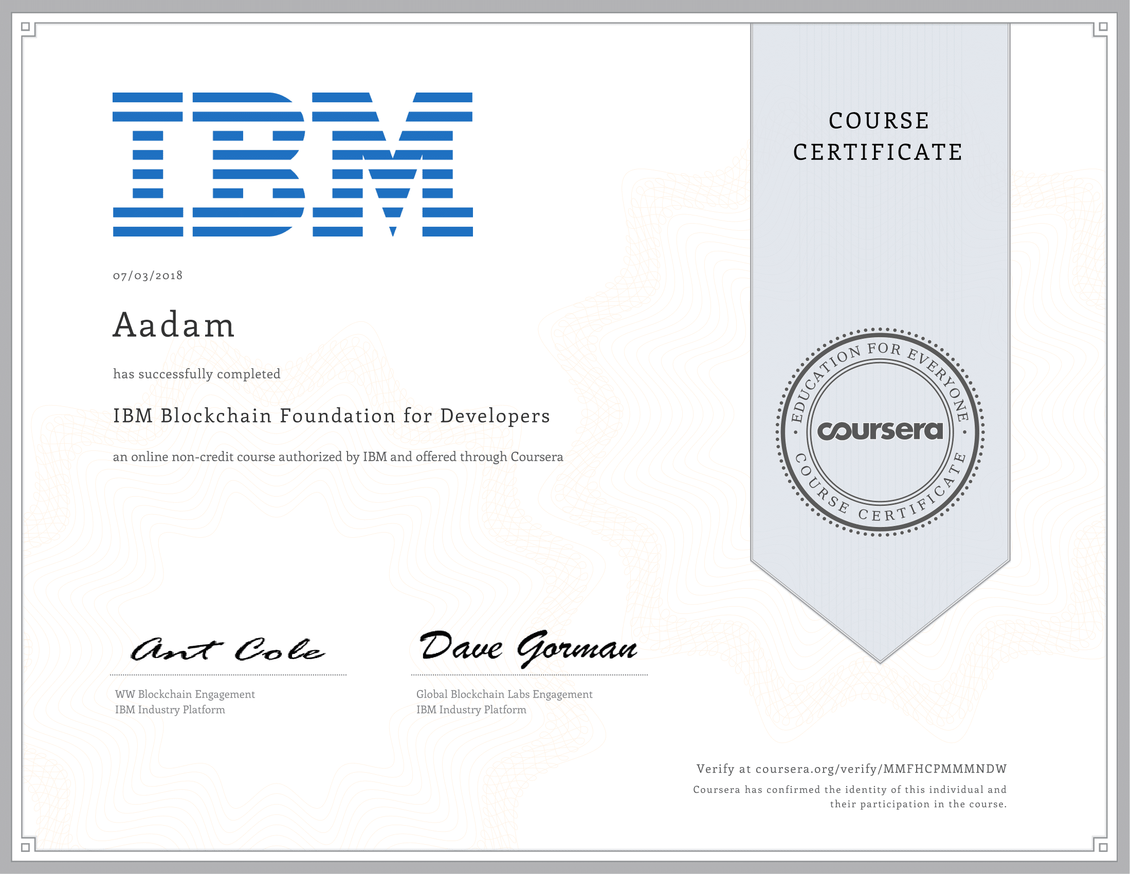 IBM Blockchain Foundation for Developers