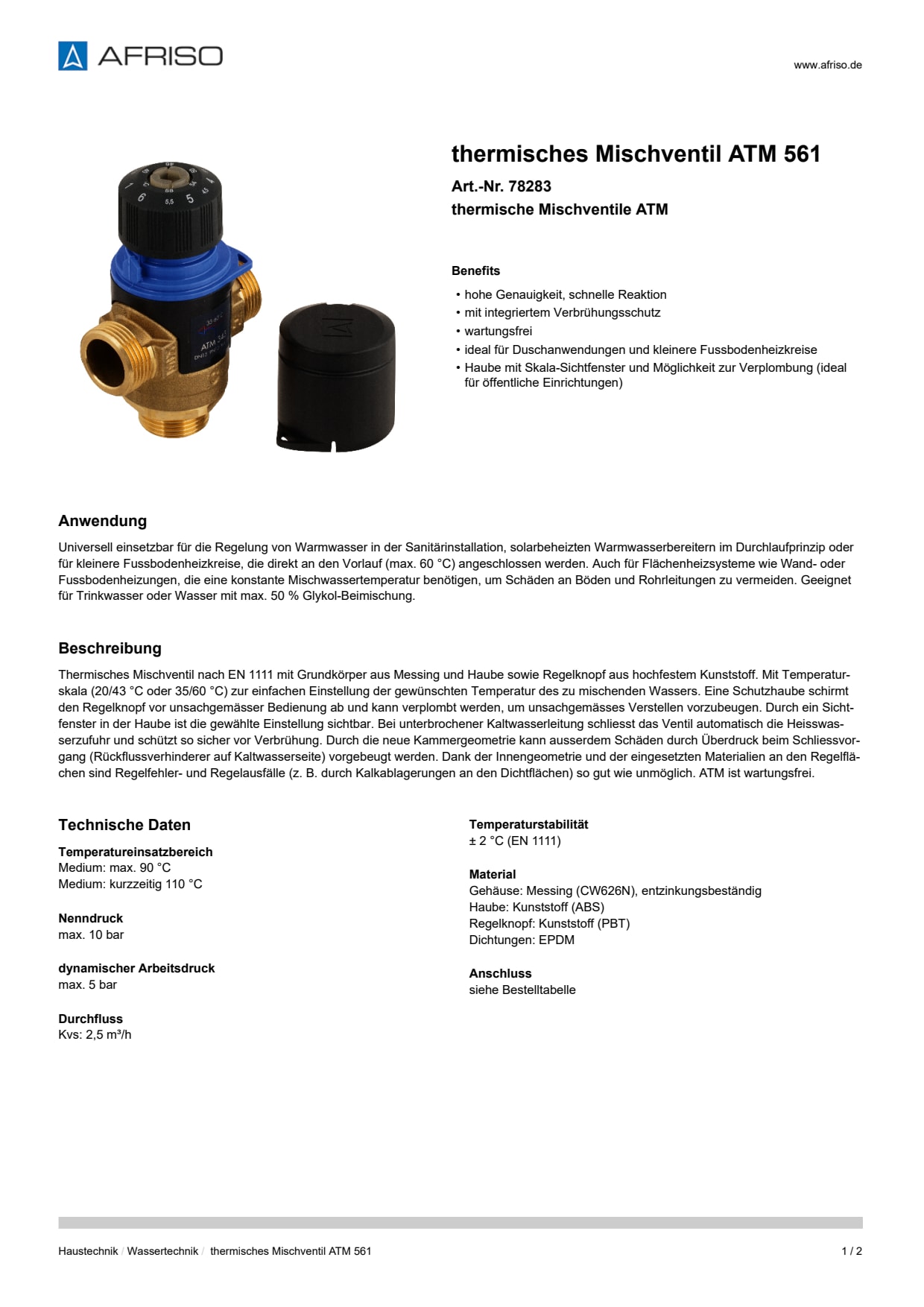 AFRISO_THERMISCHES-MISCHVENTIL-ATM-561-THERMISCHE-MISCHVENTILE-ATM_78283_DEU_CHE.PDF