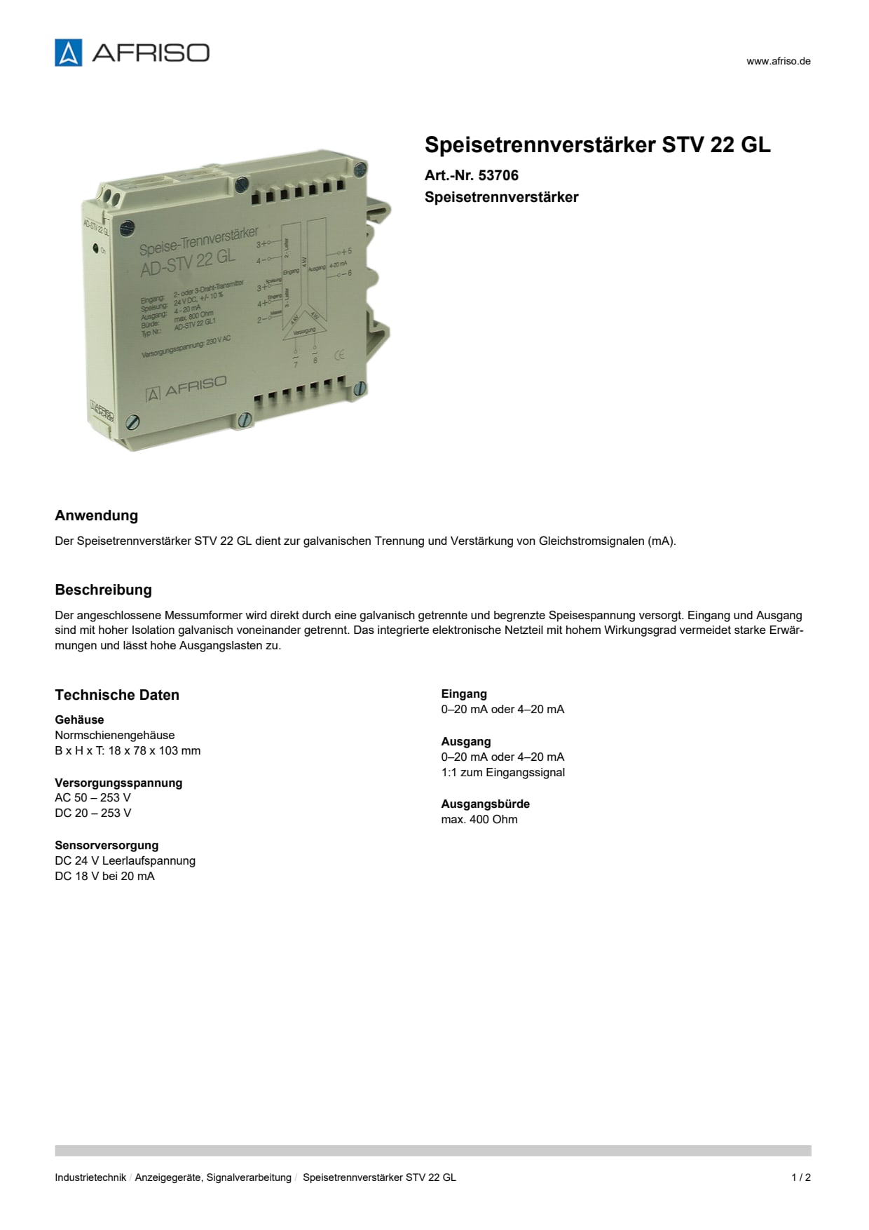 AFRISO_SPEISETRENNVERSTAERKER-STV-22-GL-SPEISETRENNVERSTAERKER_53706_DEU_CHE.PDF