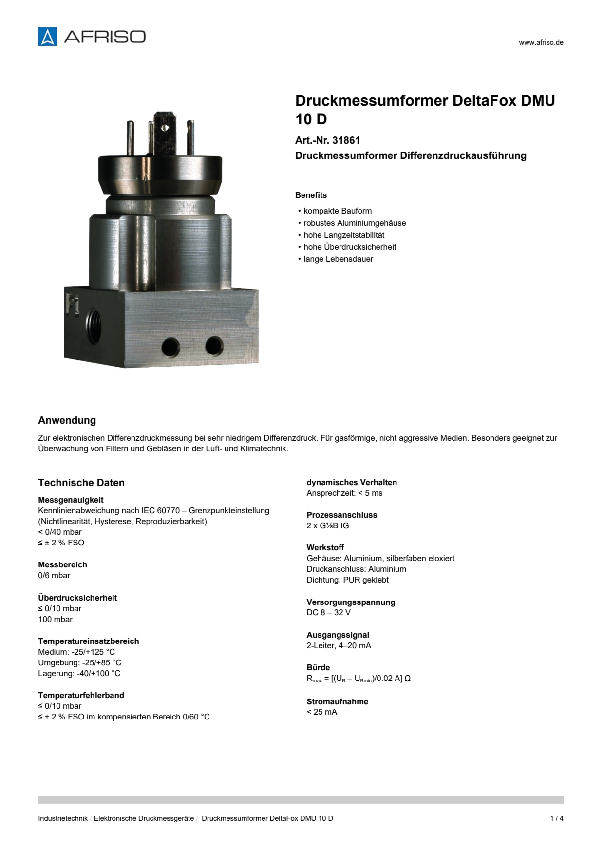 AFRISO_DATENBLATT_DRUCKMESSUMFORMER_DELTAFOX-DMU-10-D_31861_DEU_CHE.PDF