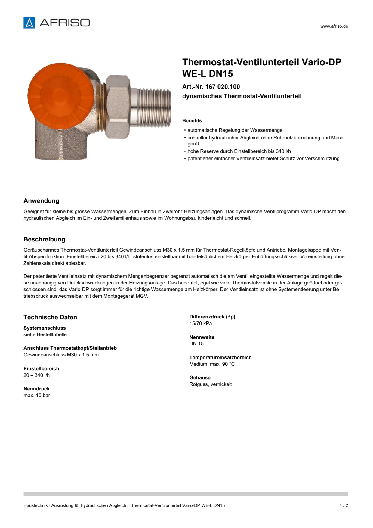 AFRISO_DATENBLATT_THERMOSTAT-VENTILUNTERTEIL_VARIO-DP_WE-L-DN15_167-020-100_DEU_CHE.PDF