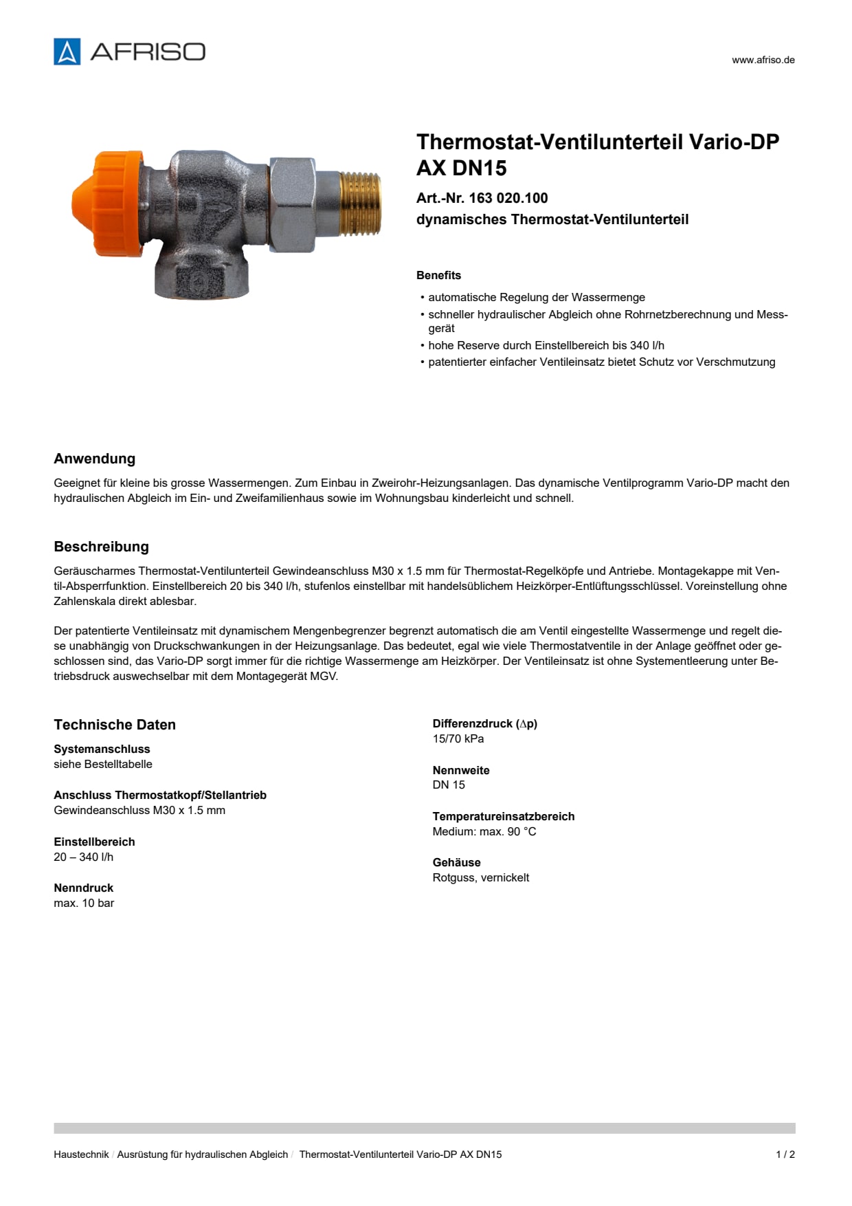 AFRISO_DATENBLATT_THERMOSTAT-VENTILUNTERTEIL_VARIO-DP_AX-DN15_163-020-100_DEU_CHE.PDF