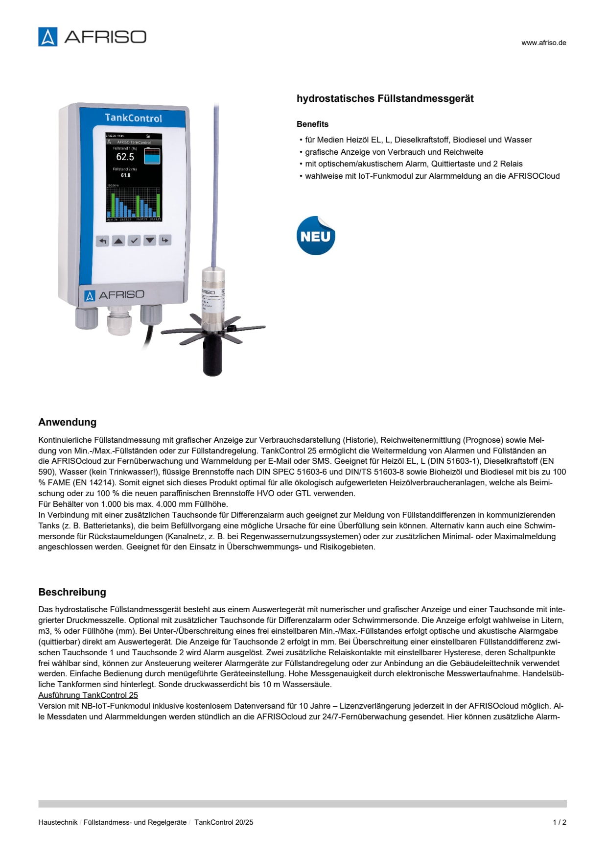 AFRISO_DATENBLATT_HYDROSTATISCHES-FUELLSTANDMESSGERAET_TANKCONTROL-20-25_P79255_DEU_DEU.PDF