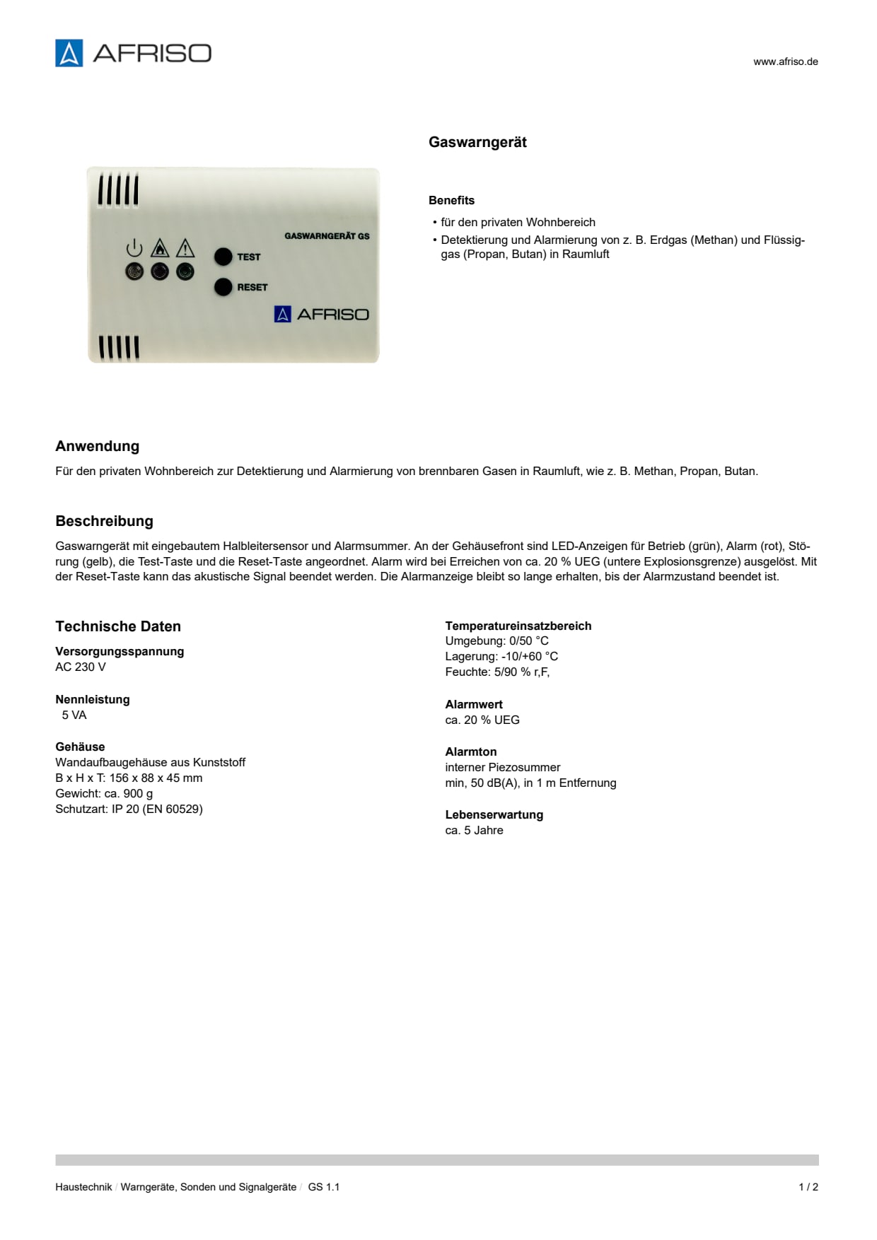 AFRISO_DATENBLATT_GASWARNGERAET_GS-1-1_P2892_DEU_CHE.PDF