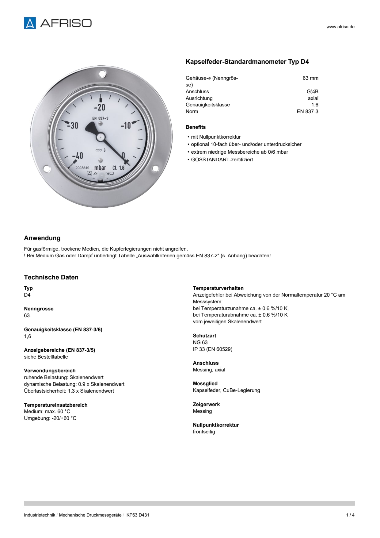 AFRISO_DATENBLATT_KAPSELFEDER-STANDARDMANOMETER-TYP-D4_KP63-D431_P15452_DEU_CHE.PDF