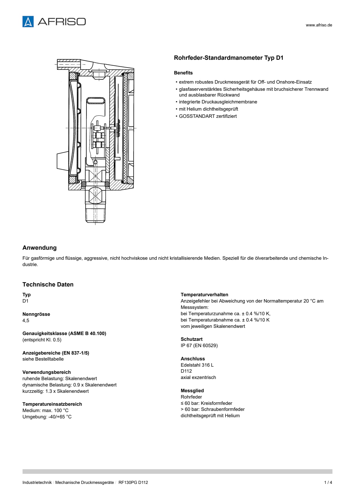 AFRISO_DATENBLATT_ROHRFEDER-STANDARDMANOMETER-TYP-D1_RF130PG-D112_P22450_DEU_CHE.PDF