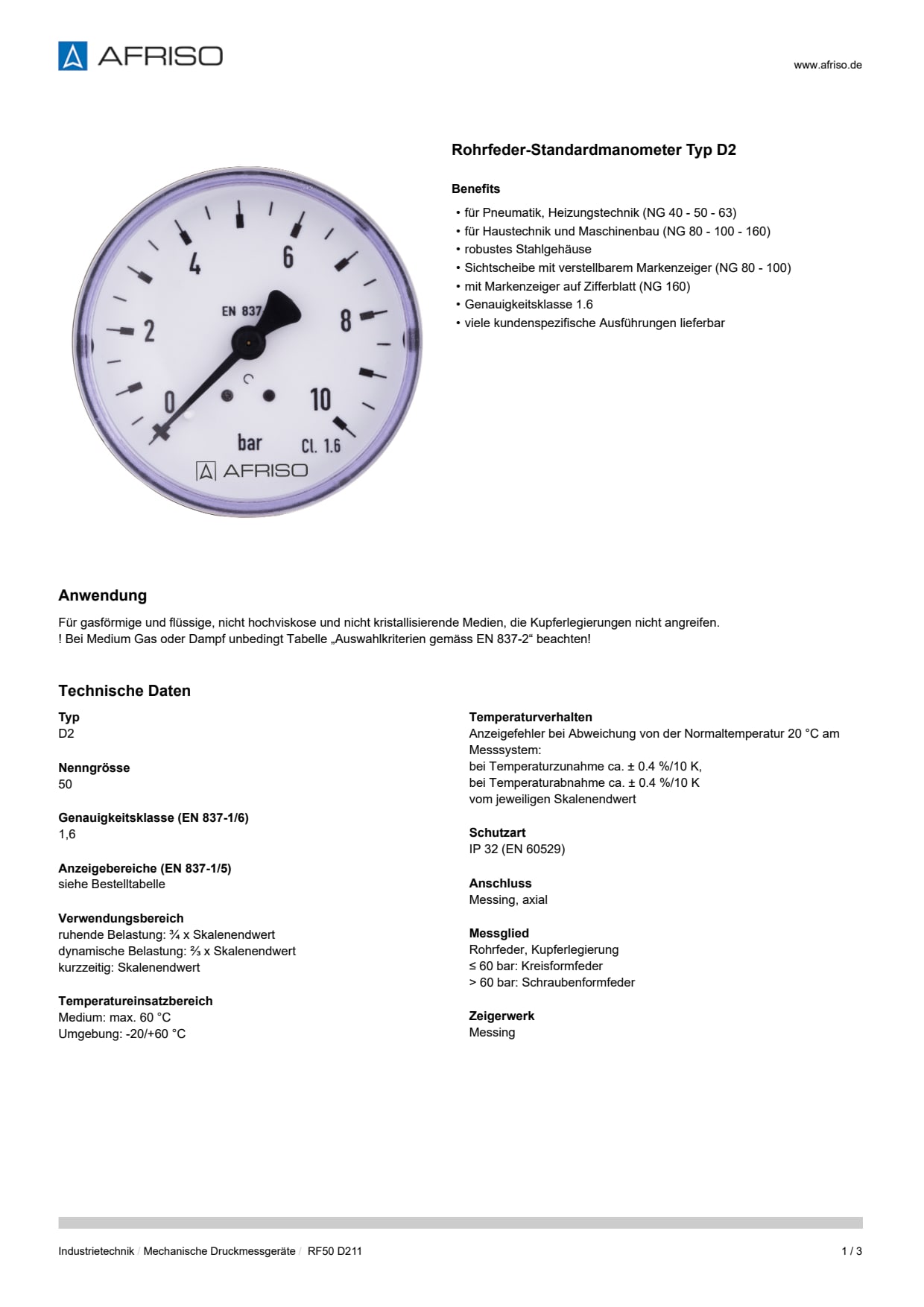 AFRISO_DATENBLATT_ROHRFEDER-STANDARDMANOMETER-TYP-D2_RF50-D211_P21100_DEU_CHE.PDF
