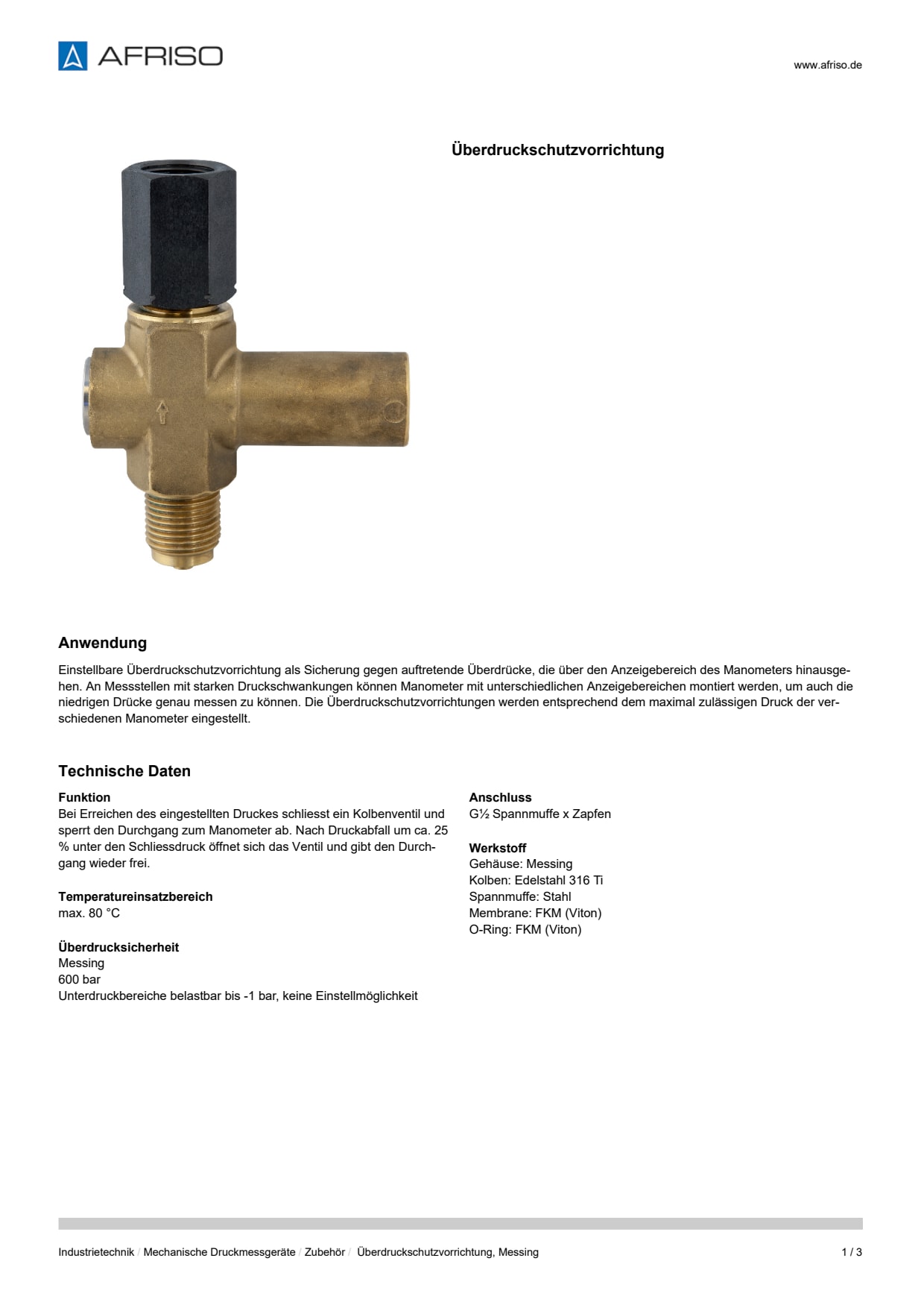 AFRISO_DATENBLATT_UEBERDRUCKSCHUTZVORRICHTUNG--MESSING_P27240_DEU_CHE.PDF