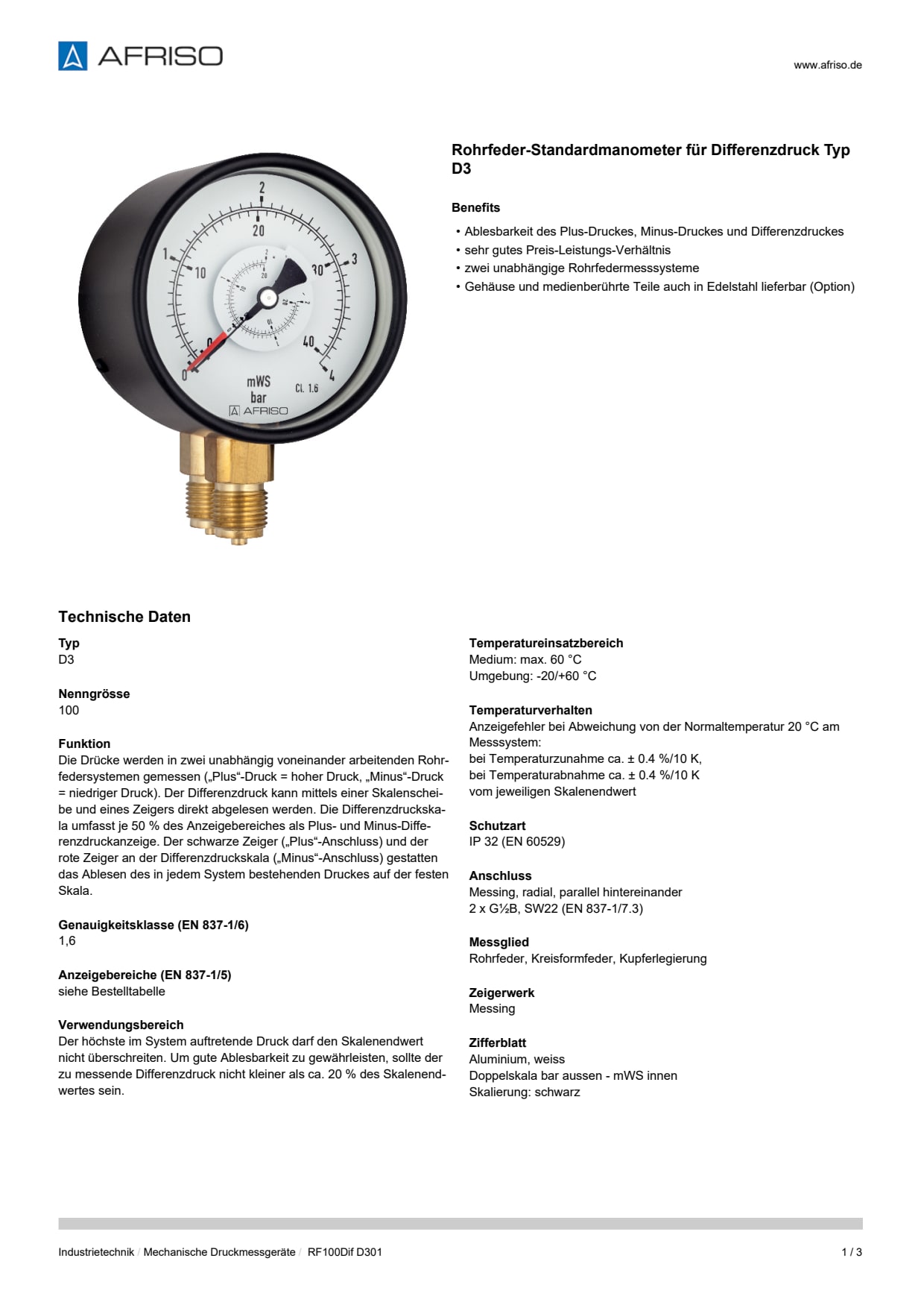 AFRISO_DATENBLATT_ROHRFEDER-STANDARDMANOMETER-FUER-DIFFERENZDRUCK-TYP-D3_RF100DIF-D301_P25045_DEU_CHE.PDF