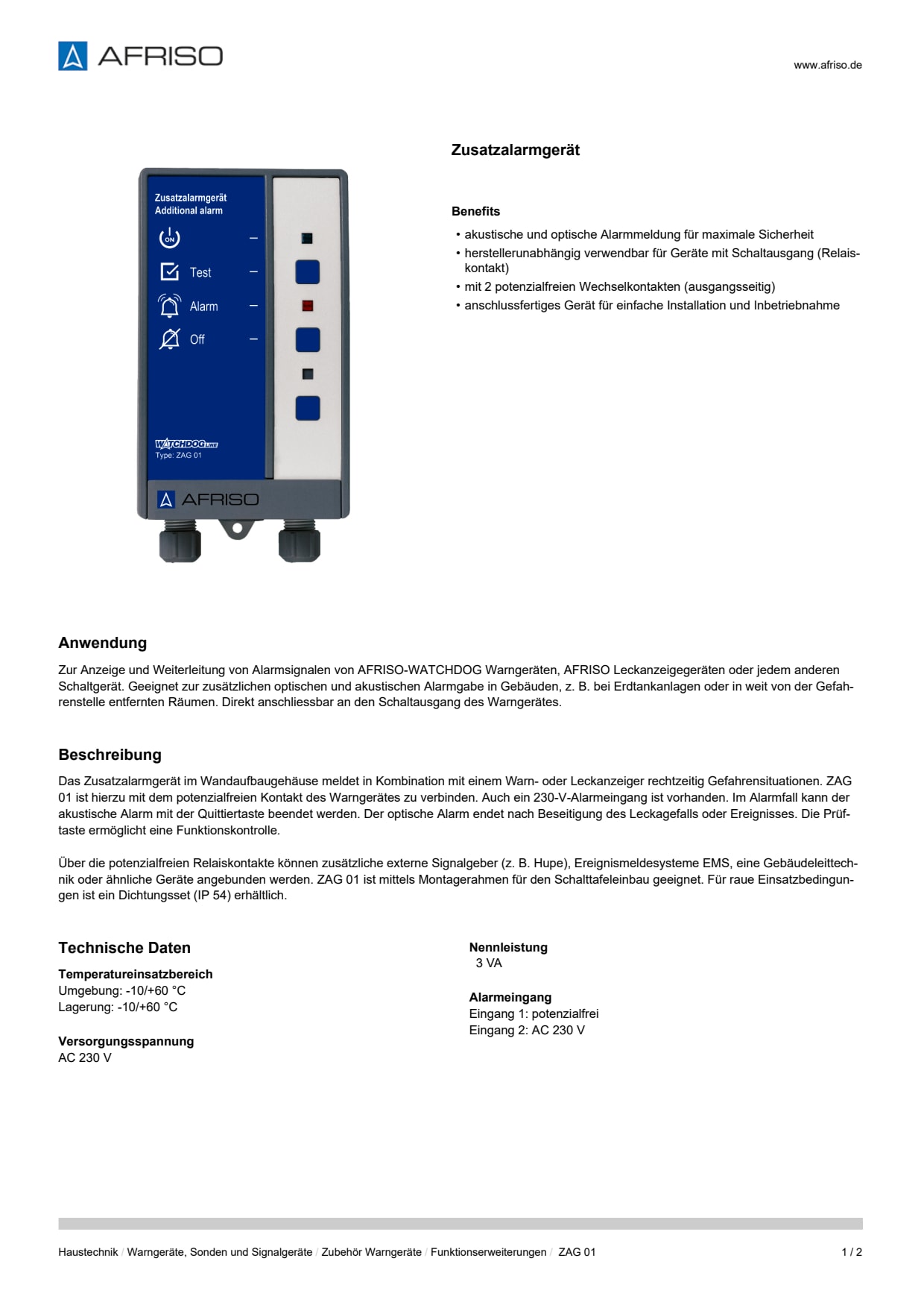 AFRISO_DATENBLATT_ZUSATZALARMGERAET_ZAG-01_P31353_DEU_CHE.PDF