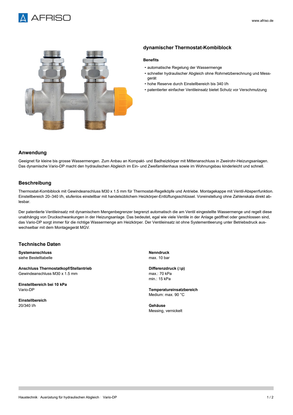 AFRISO_DATENBLATT_DYNAMISCHER-THERMOSTAT-KOMBIBLOCK_VARIO-DP_P39319_DEU_CHE.PDF