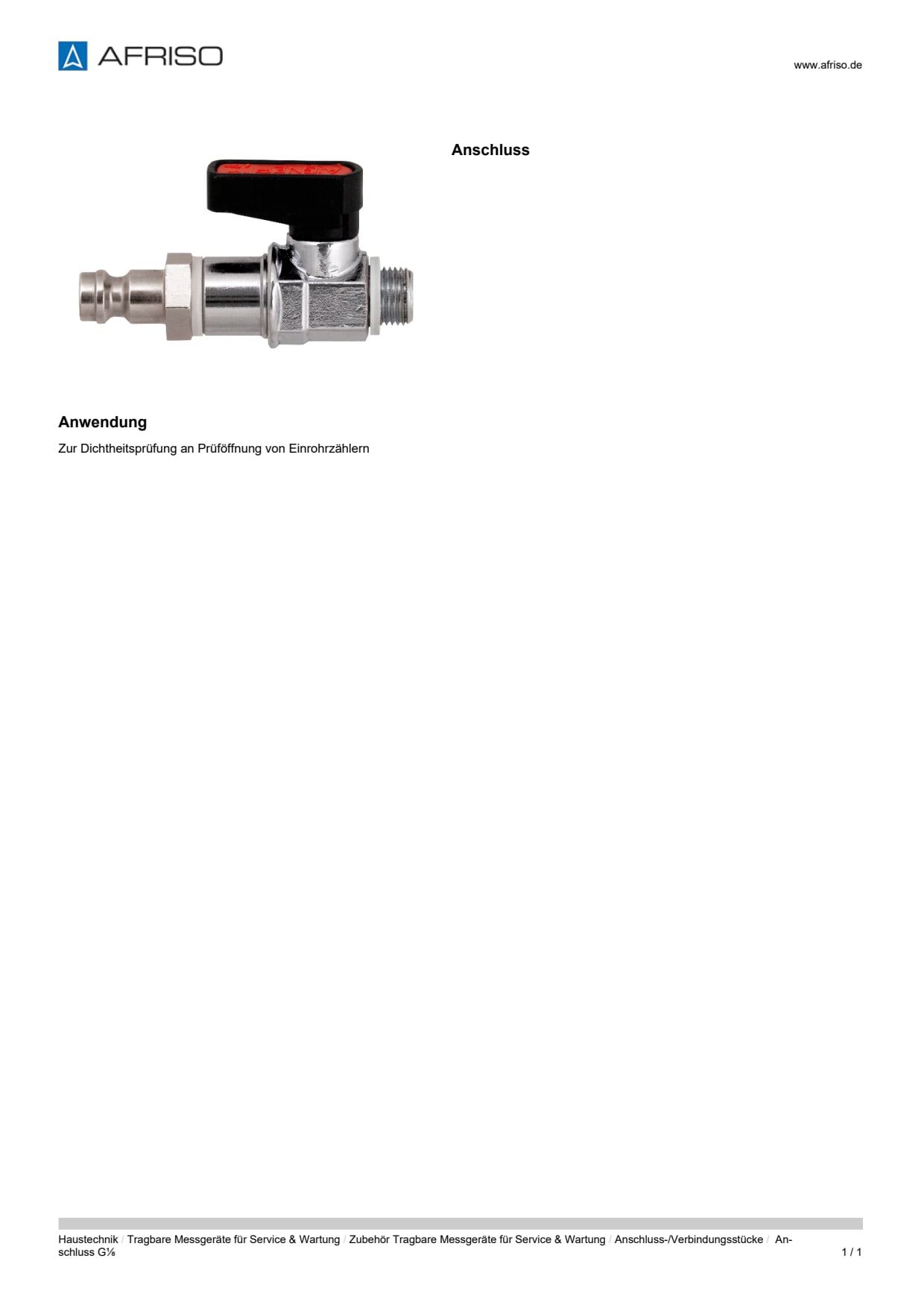 AFRISO_DATENBLATT_ANSCHLUSS-G1-8_P59981_DEU_CHE.PDF