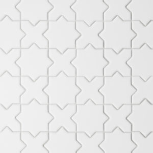 Le Cafe 2" x 2" Cross & Star Matte Porcelain Mosaic Tile in Black