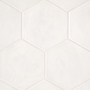 Makoto 10" x 11.5" Hexagon Matte Porcelain Tile in Shoji White