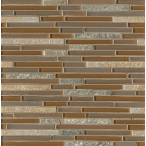 Ice Rock Glass & Stone Linear Mosaic in Alluring Sunset