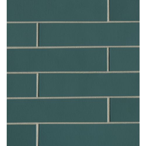 Half Baked 2" X 8" Porcelain Matte Blocks Mosaic  in Teal The Timer Rings