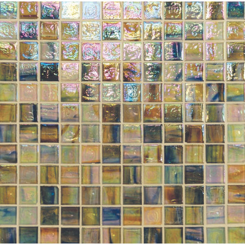 Haute Glass 1" x 1" Mosaic in Brown Eyes Blue Iridescent