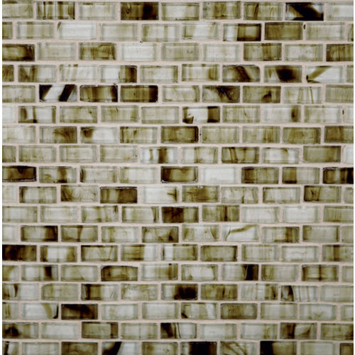 Haute Glass 5/8" x 1-1/4" Brick Mosaic in Back In Black Non-iridescent