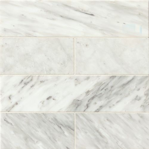 London Calling 6" x 24" Honed Marble Tile in Cloudy
