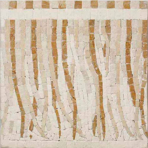 Nico Mozaics 8" x 8" Fringe Border Kilim Honed Limestone Tile in Berber & Matmata