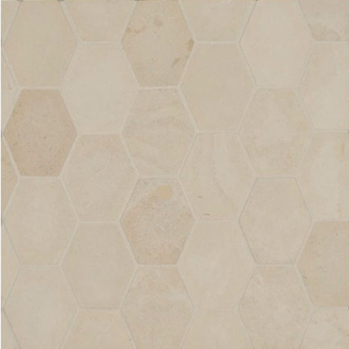 Rock Glamorous 2 5/8" x 2 3/16" Elongated Hexagon Honed Limestone Mosaic in Cream