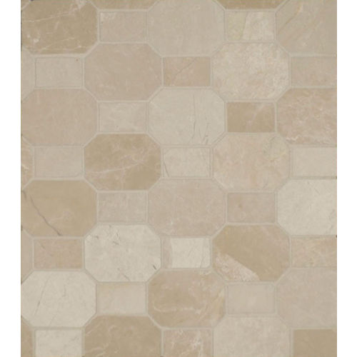 Rock Glamorous 2" x 2 1/2" Elongated Octagon Honed Marble Mosaic in Aegean Cream