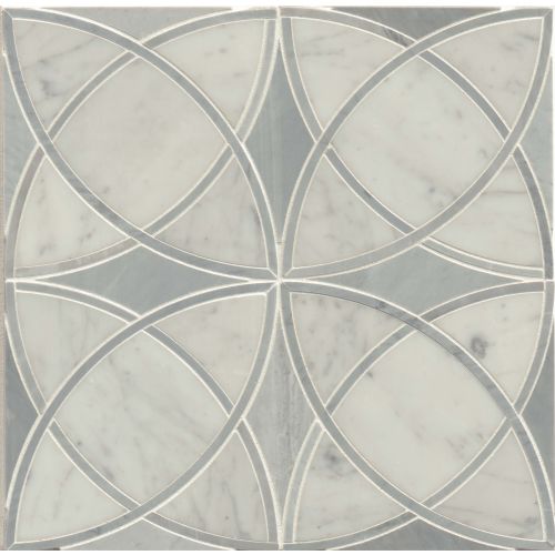 Vanity 12" x 12" Gothic Honed Marble Waterjet in White Carrara & Bardiglio