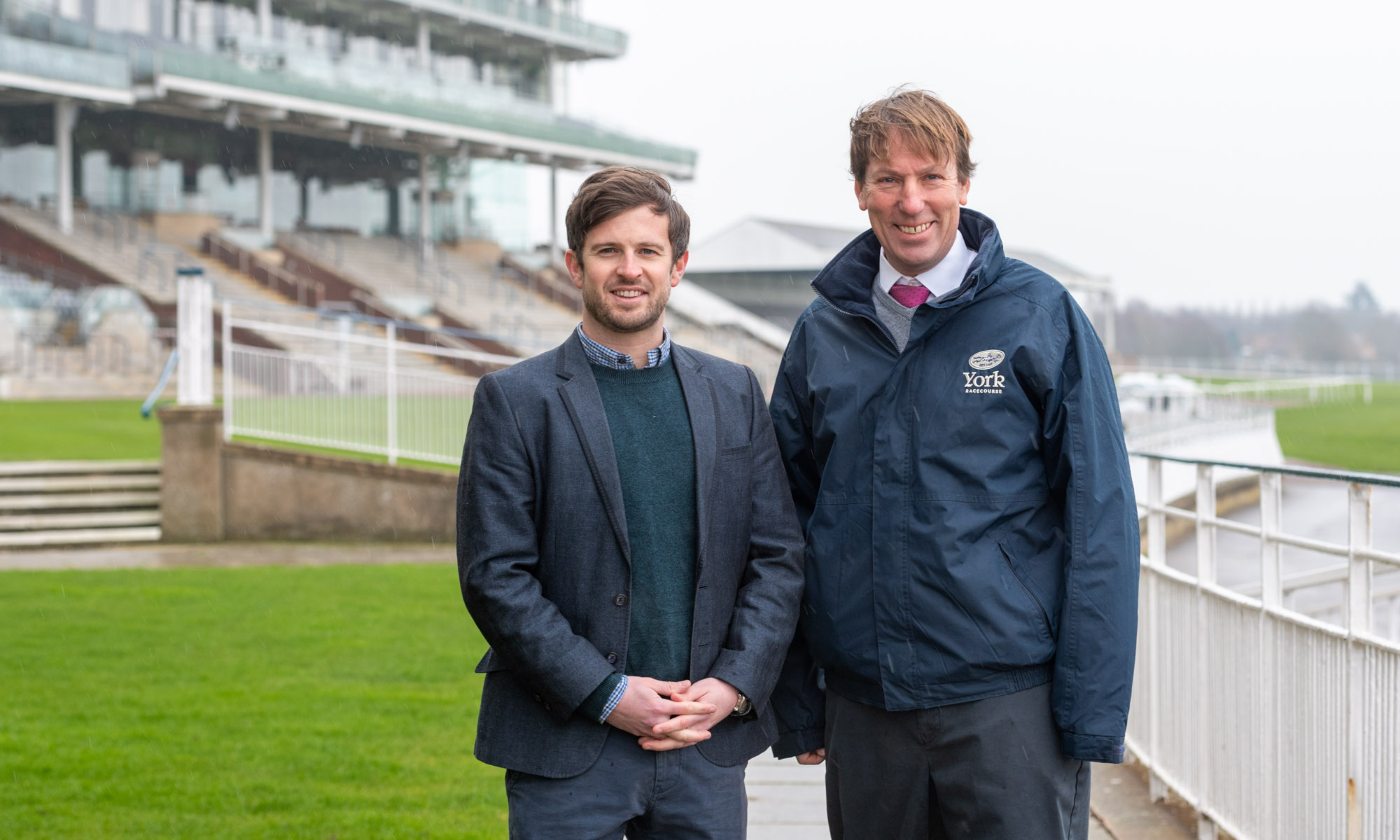 James Duffy, COO at Seat Unique, with William Derby, Chief Executive and Clerk of the Course at York Racecourse