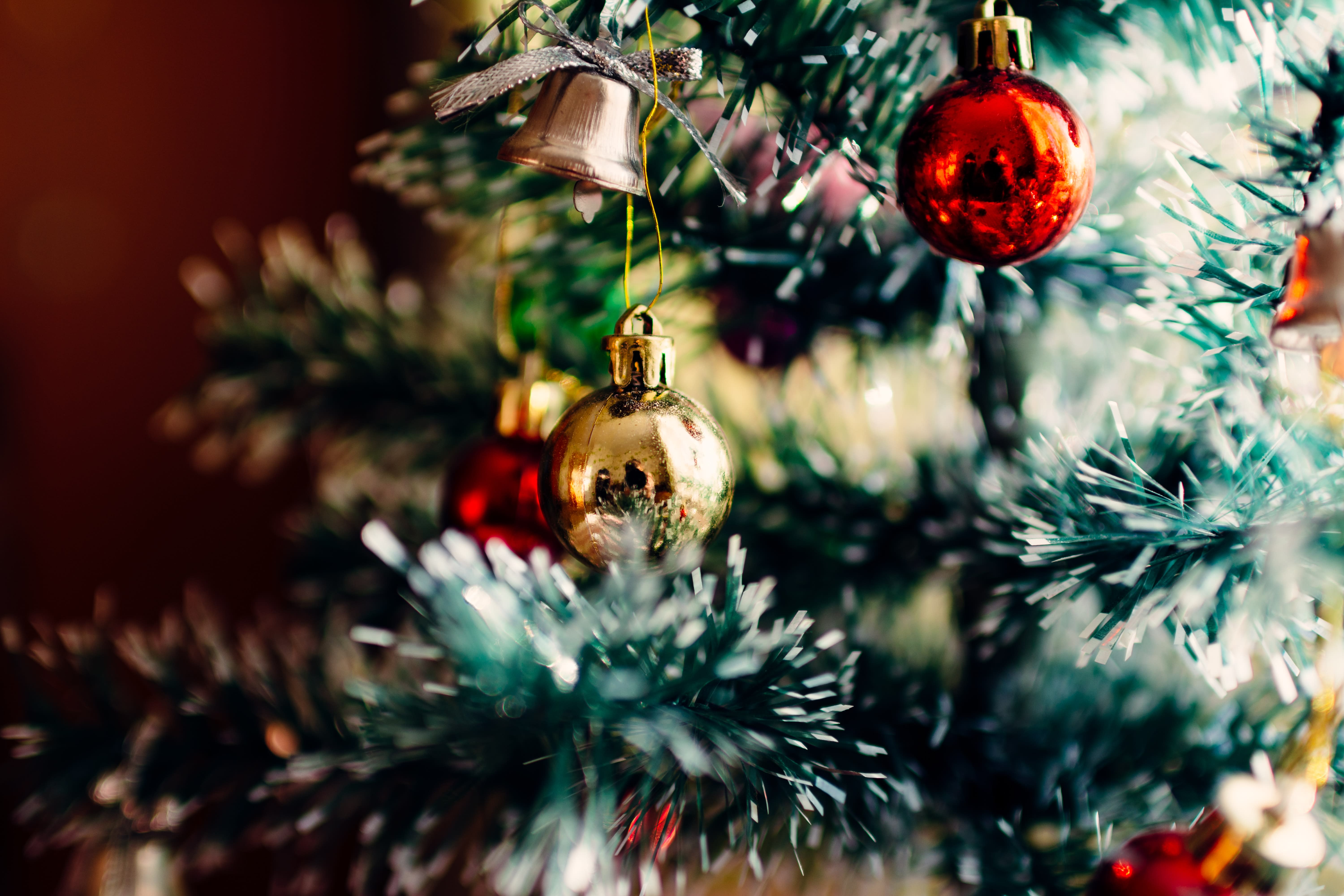 Close-up christmas tree with decorations
