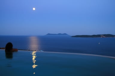 Full moon reflections in the pool & sea