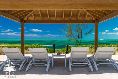 Reef Pearl's beachfront (covered) lounging area.