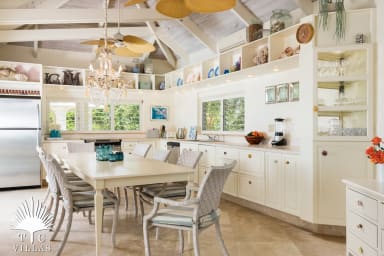 Indoor dining table for 8 at Turtle Beach Villa.