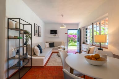 Living room of the guest annex, with TV