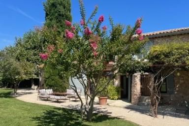 One of the outside lounge areas