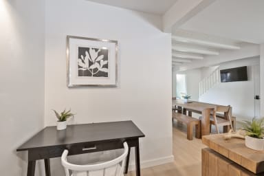 Dedicated workspace with chair and table.