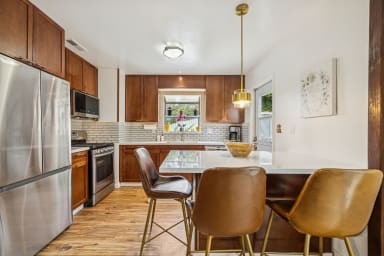 Newly renovated open kitchen and dining area.