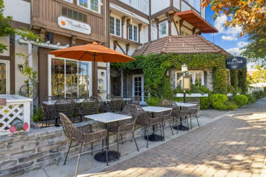 Our charming al fresco seating area—perfect for relaxing outdoors.