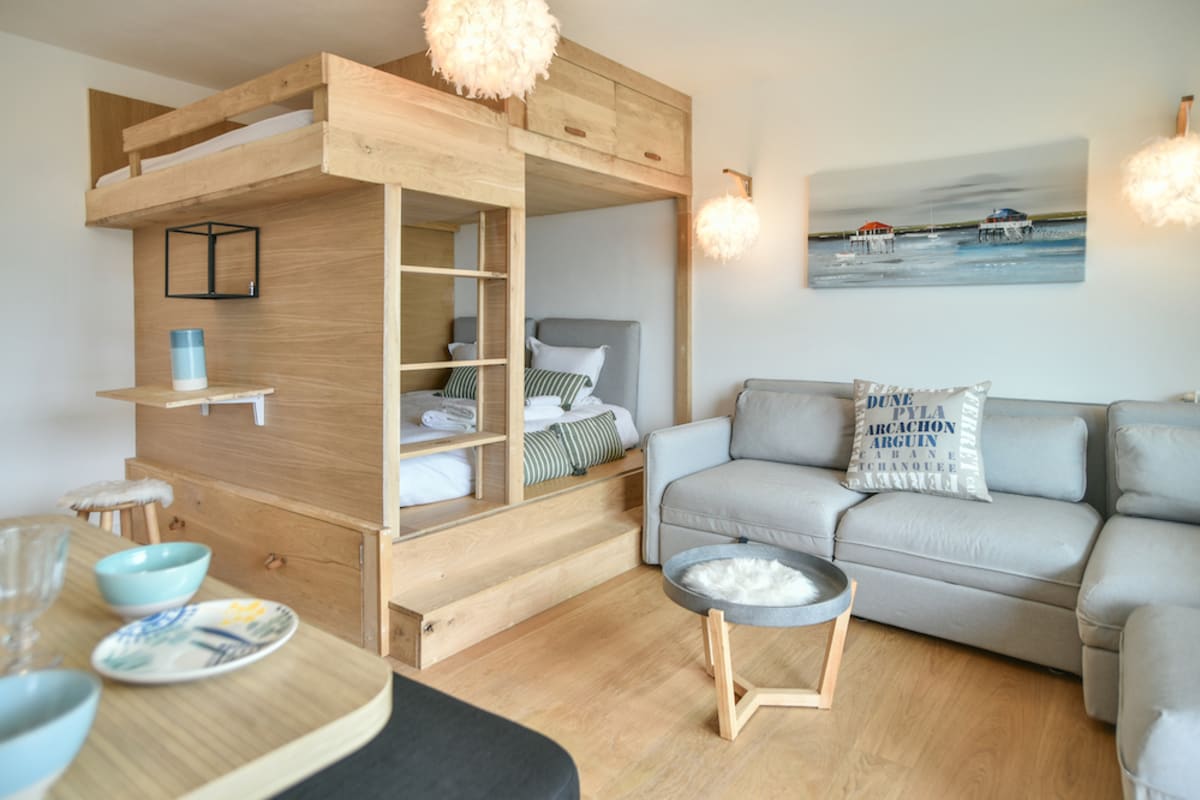 Superbe studio rénové pour 3 personnes en 1ère ligne au cœur d'Arcachon
