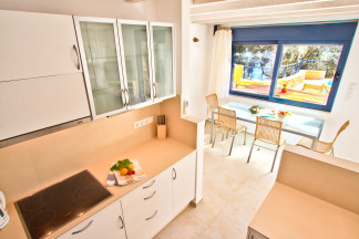 Kitchen area with lovely outside view