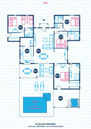 Plan au sol de Villa en location saisonnière à Saint-Francois en Guadeloupe