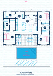 Plan au sol de Villa en location saisonnière à Saint-Francois en Guadeloupe  