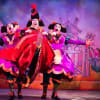 Leigh Symonds as Rubella, Fine Time Fontayne as Baroness Bunty Hardup and Paul David-Gough as Salmonella