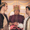 Prince Lee (AdyThompson), the Queen (Bruno Mendes) and Prince Bertie (Paul Curley)