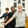 Matthew Kelly (Mauruccio), Marcus Griffiths (Roseilli) and Andy Apollo (Ferentes) in rehearsal for Love's Sacrifice