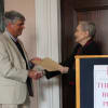 Dame Siân Phillips presents winner Steve Nicholson with his award