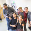 Alexander Bean, Michael Peavoy, Barbara Hockaday, Luke Thornton, David Heywood in rehearsal for Summer Holiday