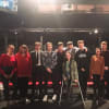 Playwright James Graham, fourth left, with members of The Dukes Young Company and The Dukes drama practitioner Liam McCormick at the back