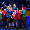 Simon Lipkin (Mr Poppy), Daniel Boys (Mr Maddens) and the children of St Bernadette’s in the 2017 production